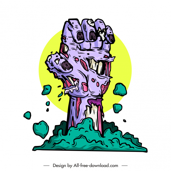 devil icon zombie hand sketch dynamic colored classic