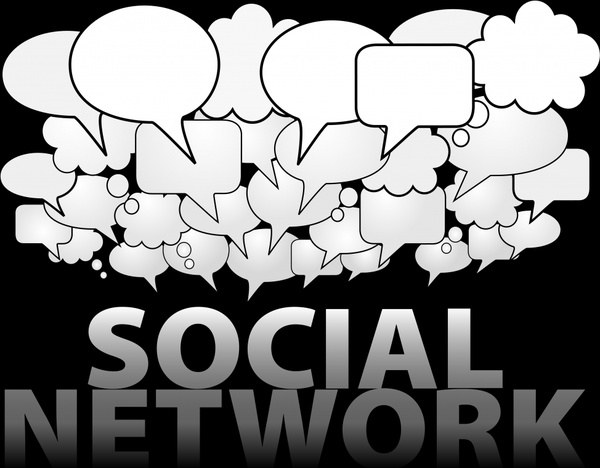 social network background black white speech bubbles sketch