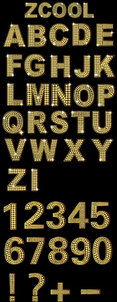 diamond letters and numbers vector gold