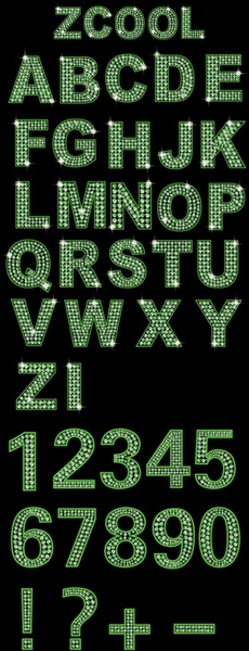 diamond letters and numbers vector green