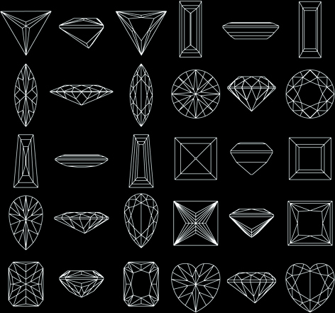 diamond outline shapes vector 