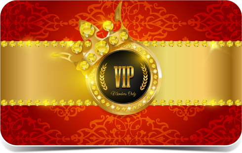 diamond vip card red and black vector