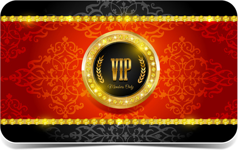 diamond vip card red and black vector