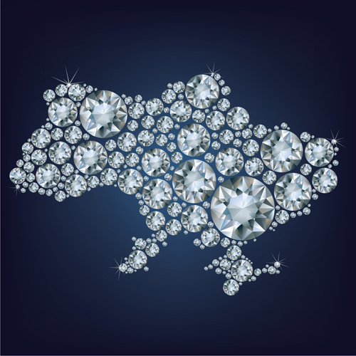 diamonds with map vector background