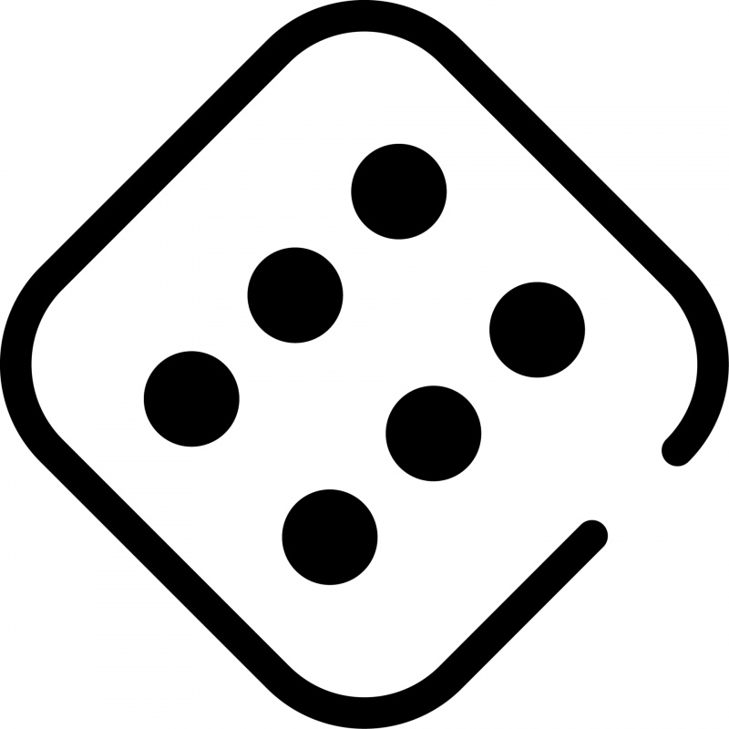dice d6 sign icon flat black white symmetrical outline