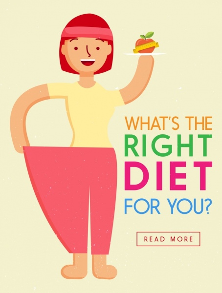 diet banner slim woman icon webpage design