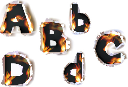different alphabet fire paper vector
