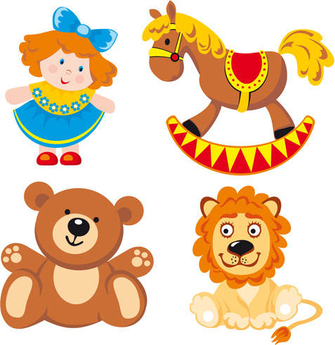 different baby toys mix vector set