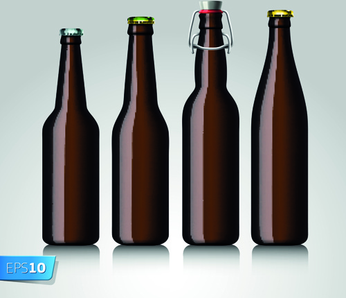 different beer bottle design elements vector