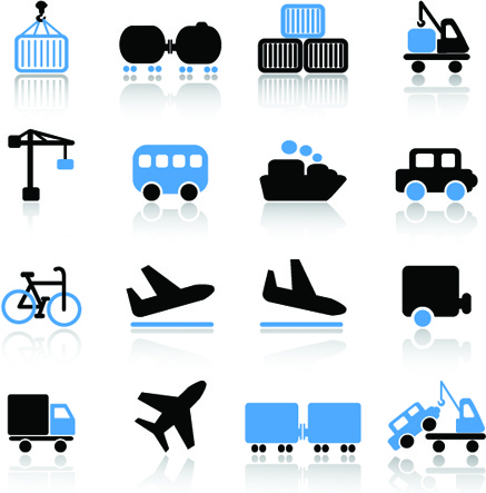 different cargo with transport icons vector