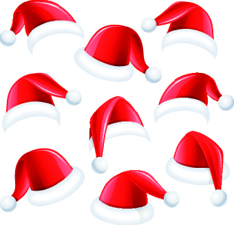 different christmas hat vector set 