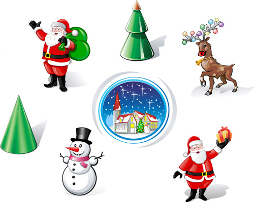 different christmas ornaments illustration vector