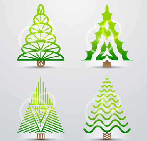 different christmas tree design vector