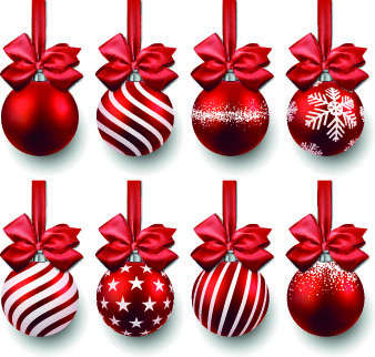 different color christmas balls vector