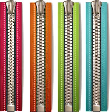 different colored zipper design vector