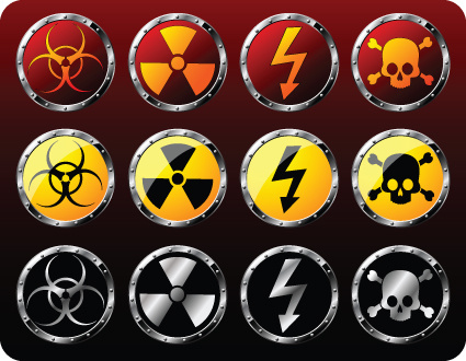 different danger signs vector icons set