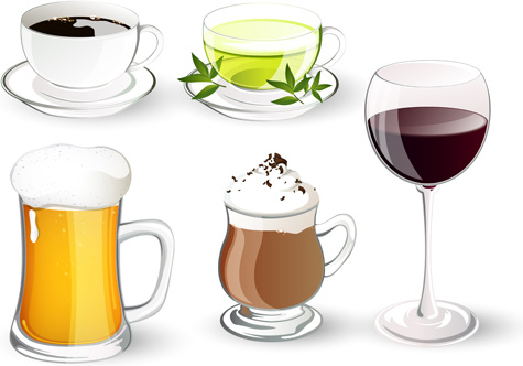 different delicious drinks vector illustration