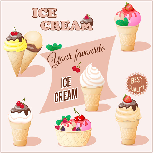 different delicious ice cream vector