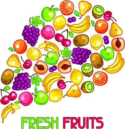 different fresh fruit vector background