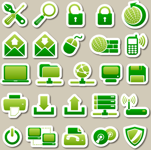 different green icon vector set