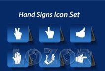 different hand signs icon vector set