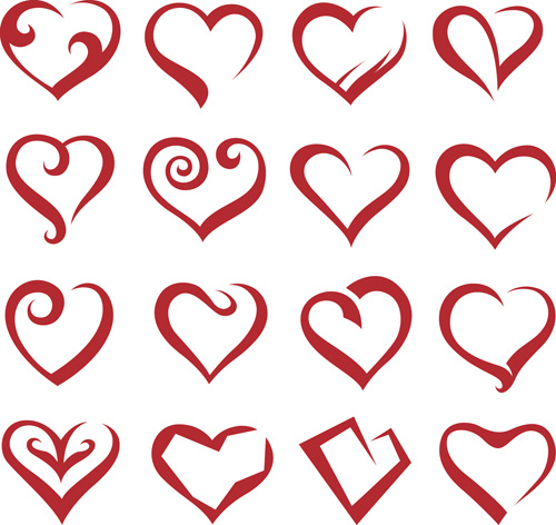 different heart icons design vector set 