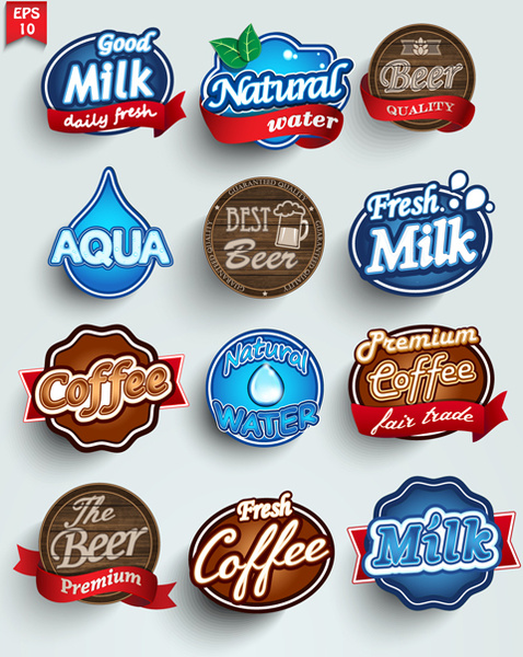 different labels stickers creative vector set 