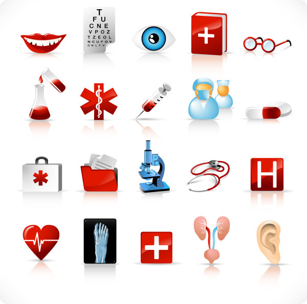 different medical tools icons vector