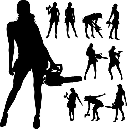 different occupations man and woman silhouettes vector