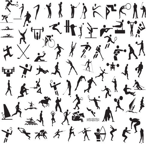 different olympic sports people silhouettes vector