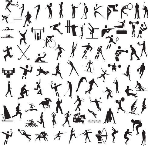 different olympic sports people silhouettes vector 