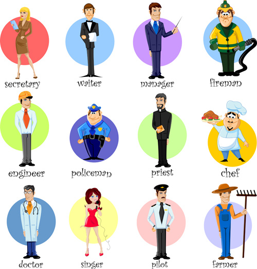 Different Professions Design Elements Vector Vectors Graphic Art 