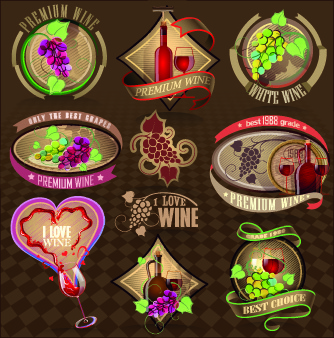 different retro wine labels vector