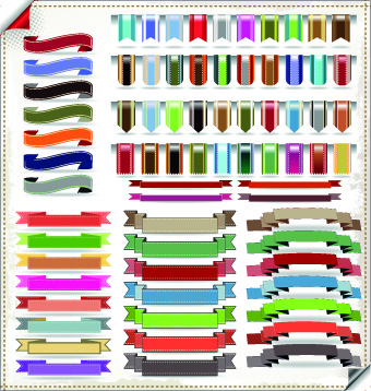 different ribbons elements vector set