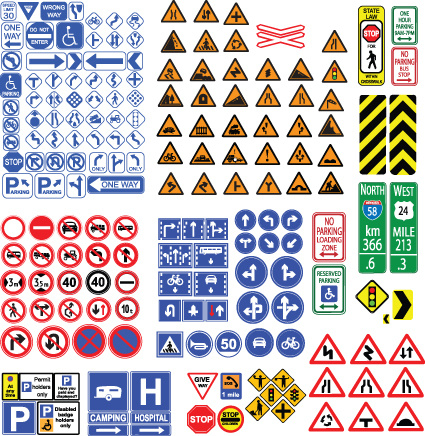 Different road signs design vector Vectors graphic art designs in