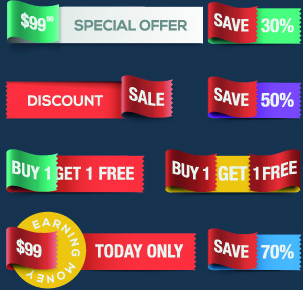 different sale discount labels vector