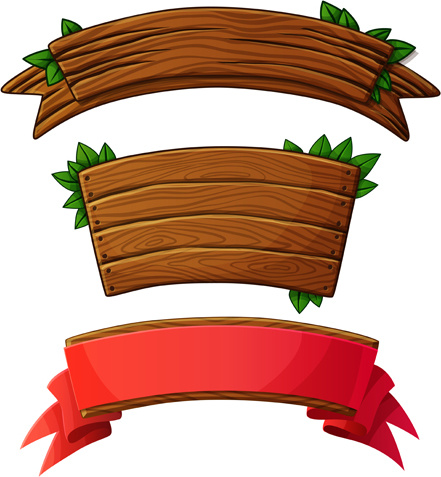different shapes wooden banners vector