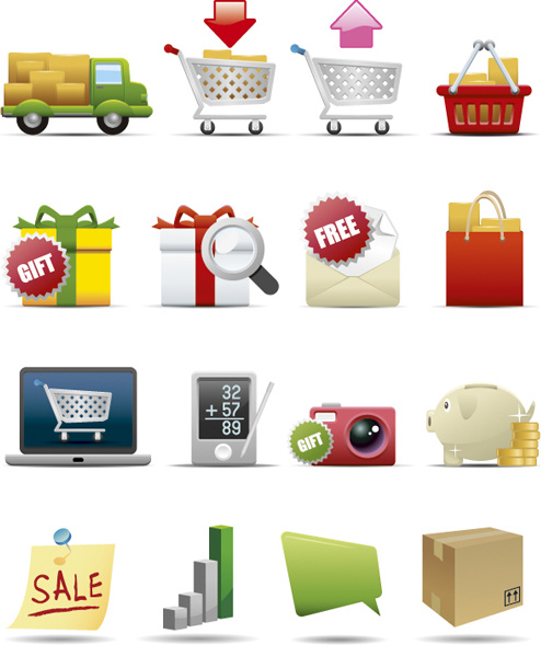 different shopping icon mix vector graphic