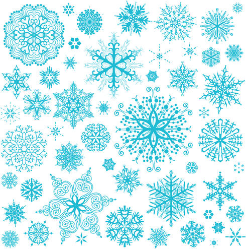 Different snowflakes pattern design vector set Free vector in