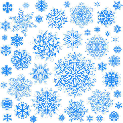 different snowflakes pattern design vector set