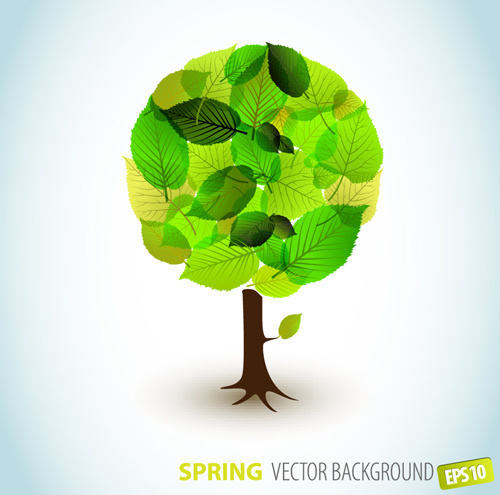 different spring tree elements vector