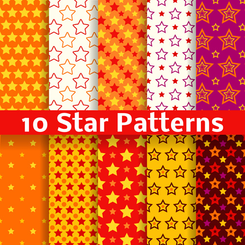 Different Star Seamless Patterns Vector Vectors Graphic Art Designs In