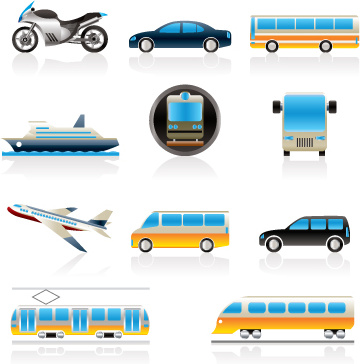 different transport icon design vector set