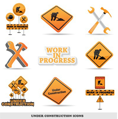 different under construction icon vector set