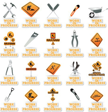 different under construction icon vector set