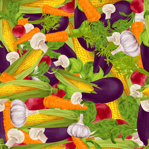 different vegetable elements vector seamless pattern