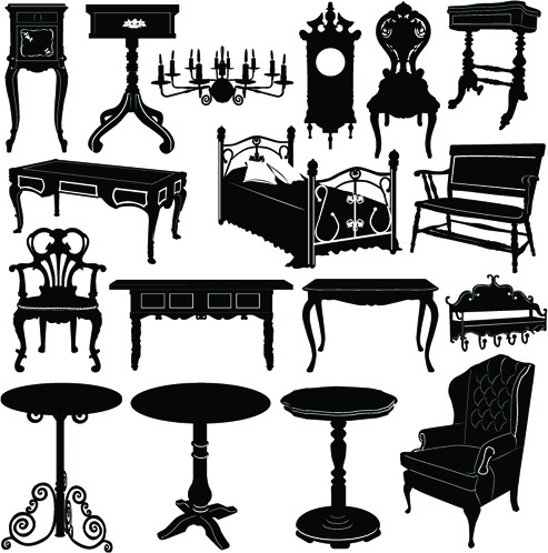 different vintage furniture design vector set