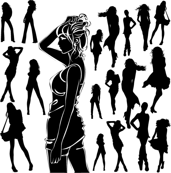 different women silhouettes vector 