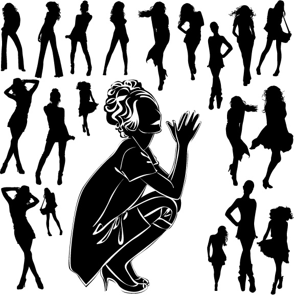 different women silhouettes vector 