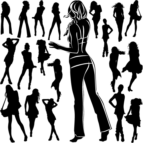 different women silhouettes vector